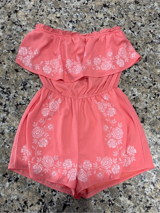 Trixxi Pants - Trixxi Coral Pink Floral Strapless Romper